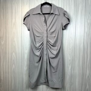 Dzhavael Couture Women's Dress - Gray Short Sleeve Button Up